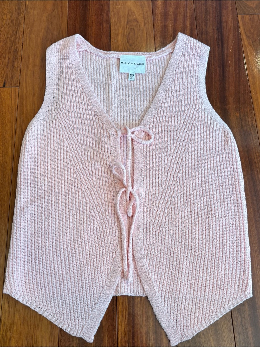Pink Knit Tie-Front Sweater Vest